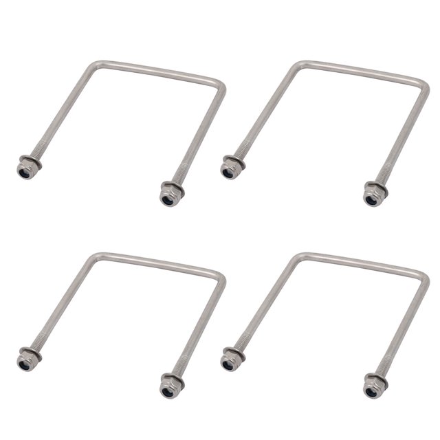 Unique Bargains M4 Thread 70mm Length 304 Stainless Steel Square U Bolt Silver Tone 4pcs