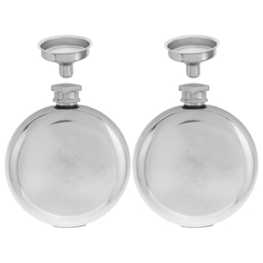 Miangastore 2 Pcs Flasque d'Extérieur Finition Miroir Flasque à Alcool pour Hommes Portable Flasque Ronde en Acier Inoxydable avec Entonnoir pour Camping Voyage Accessoires pour Vin