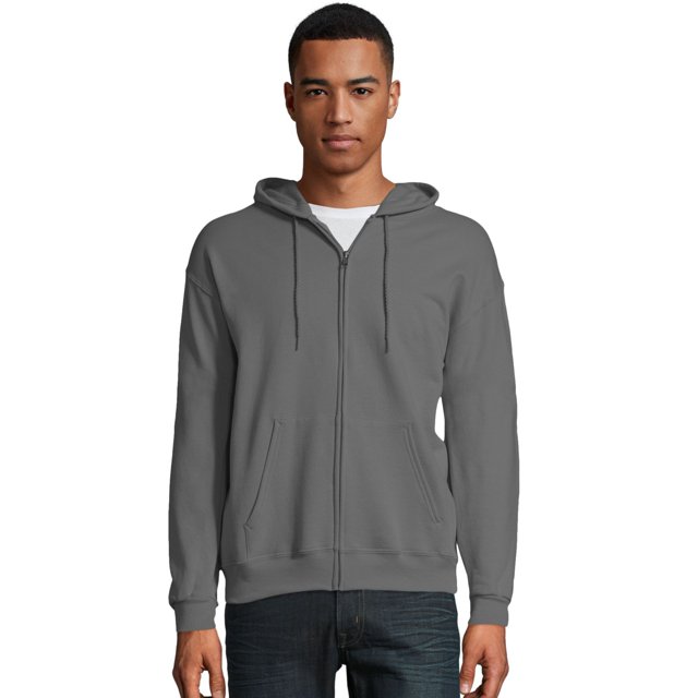 Hanes pour Hommes ComfortBlend EcoSmart Chandail à Capuchon à Fermeture Éclair Intégrale, m, Gris Fumée, m, Gris Fumée