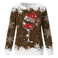 thumbnail image 4 of Besolor Chandail à Col Rond de Noël pour Femmes, Imprimé de Verre de Vin, Manches Longues, Chandails Mode, Hauts Graphiques Flocon de Neige, 4 of 4