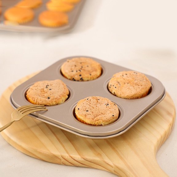 Ensemble de Plateaux de Cuisson pour Cupcakes et Gâteaux - Moules à Gâteau Antiadhésifs Durables Moule 4 Tasses Facile à Nettoyer Léger Compatible Four Batterie de Cuisine