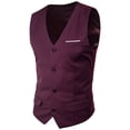 thumbnail image 2 of Jovati Sleeveless Suit Vest for Men, Solid Color, Polyester Blend, Slim Fit, Button Front, Casual Formal Wear, Spring Summer, 2 of 9