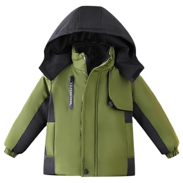 Winter Savings! SROBPTY Boys' and Girls' Long Sleeve Warm Children's Hooded Zipper Jacket, Toddler Winter Jackets Green, 5 Years