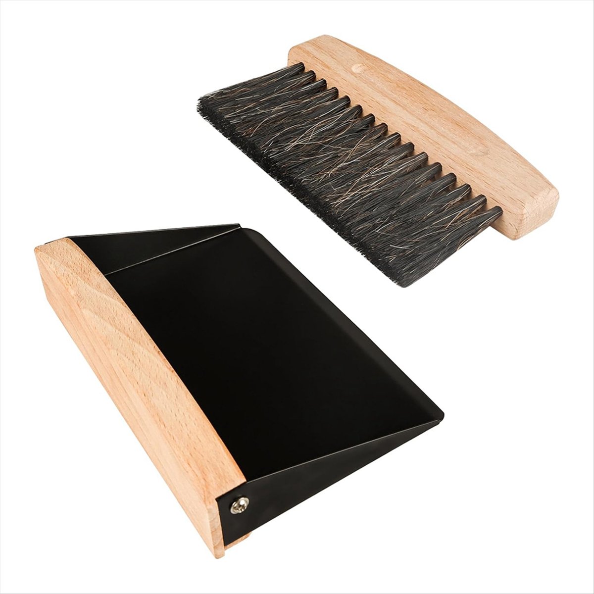 Small Dust Pan and Brush Set, Mini Hand Broom and Dustpan Set, Wooden Crumb Sweeper for Home Desktop, Sofa Black,1 * Small Dust Pan with Brush Set,Black
