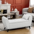 thumbnail image 2 of HOMCOM Upholstered Storage Bench, Modern Ottoman Bench with Arms, Cream, 2 of 10