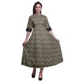 thumbnail image 1 of Bimba Robe Anarkali Ikat Bleu Poussiéreux pour Femmes, Kurti Imprimée Ethnique Indienne, Longue Kurta, Robe de Soirée, XX-Grand, 1 of 6