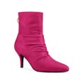 thumbnail image 1 of BLISSFUL STEP Bottines à Talon Aiguille Plissées à Bout Pointu pour Femmes Rose Vif 6, 1 of 7