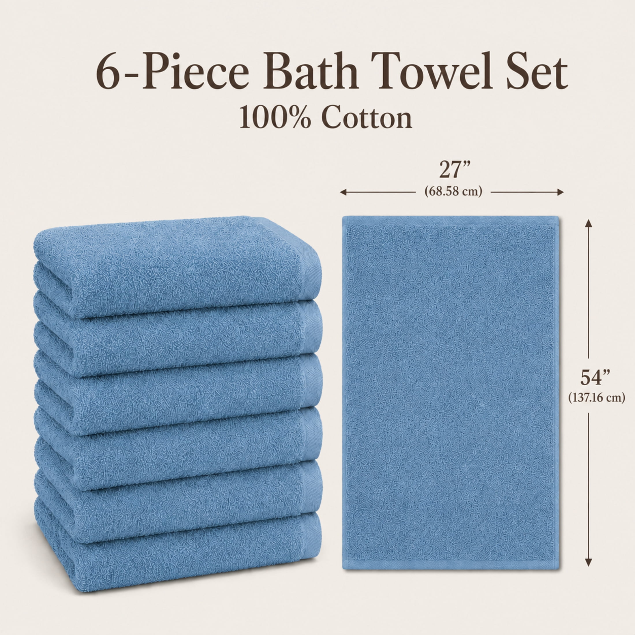 Ensemble de 6 serviettes bain Swift Home — 100 % coton, luxueusement douces, très absorbantes, séchage rapide, aqua
