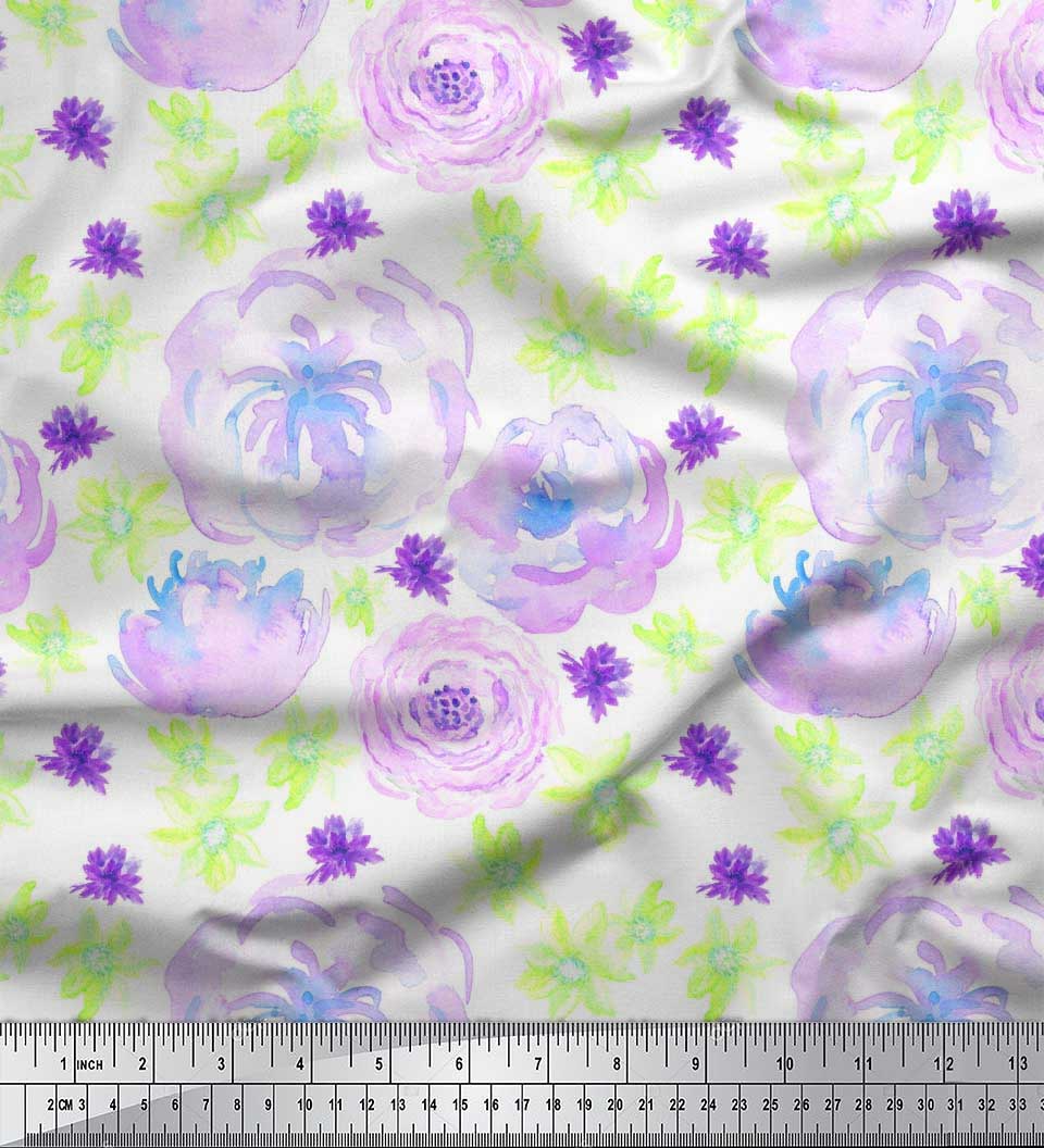 Soimoi Green Velvet Fabric Floral Print Fabric by The Yard 58 Inch Wide