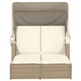 thumbnail image 2 of vidaXL Double Sun Lounger with Canopy and Cushions Beige Poly Rattan, 2 of 5