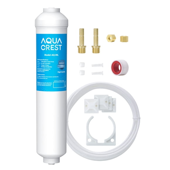 AQUACREST Inline Water Filter for Refrigerator with 1/4-Inch Direct Connect Fittings, 5 Years High Capacity, Idea for Ice Maker,