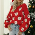 thumbnail image 4 of Pull de Noël pour Femmes, Manches Longues Décontracté Confortable Col Rond Mode Femme Pull Tricoté Père Noël pour Hiver pour Extérieur Rose, Gris, Noir, Rouge, Bleu, Vert, 4 of 6