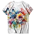 thumbnail image 4 of T-shirt Basique pour Femmes Été Décontracté Col Rond Manches Courtes Imprimé Fleuri T-Shirts Tee-Shirt Oversize Femme Blanc TG, 4 of 4
