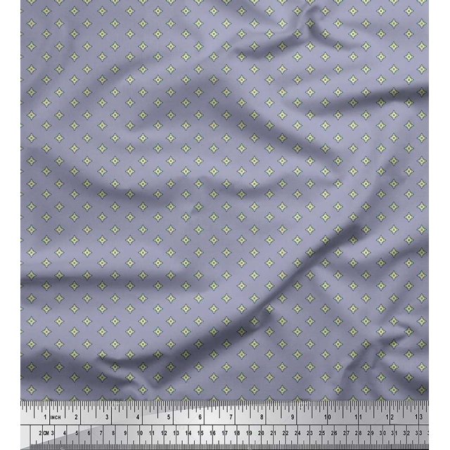 Soimoi Rayon Fabric Geometric Star Shirting Printed Fabric 1 Yard 56 Inch Wide