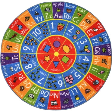 KC Cubs collection de récréation Alphabet ABC, nombres et formes apprentissage éducatif et jeu tapis rond en cercle pour enfants et enfants chambres et salle de jeux