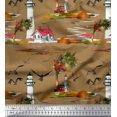thumbnail image 1 of Soimoi Georgette Viscose Fabric Lighthouse,Bird & Tree Nature Print Fabric by the Yard 42 Inch Wide, 1 of 1