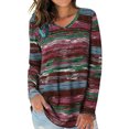 thumbnail image 4 of ziyahi T-shirt Femme Automne Imprimé Col en V Manches Longues Blouse Décontractée, Rouge Vin, TTG, 4 of 6