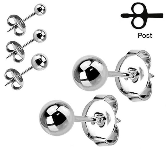 Surgical Steel Stud Earrings Butterfly Closure Post Set Of 2