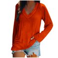 thumbnail image 1 of KIHOUT Spring Winter Womens Tops Fashion Casual Long Sleeve V-Neck Solid Color Ladies Tops Blouse, 1 of 4