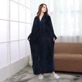 thumbnail image 3 of Ladies Zip Fleece Waffle Long Dressing Gown Fluffy Towelling Bathrobe Sleepwear, 3 of 5
