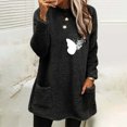 thumbnail image 1 of Blouses pour Femmes Chic Décontracté Col Rond pour Femmes et Hiver Ample Imprimé Poche Chaud Manches Longues Blouse Hauts Chandails d'Entraînement pour Femmes en Liquidation, 1 of 4