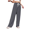 thumbnail image 1 of Timegard Wide Leg Pants for Women Elastic High Waist Running Trousers Fall Solid Color Joggers Pants, 1 of 4