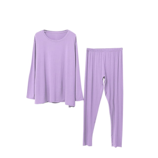 Timegard Ensembles de Pyjamas pour Femmes 2 Pcs Haut à Manches Longues à Col Rond et Pantalon Tenues de Pjs d'Automne Confortables et Douces