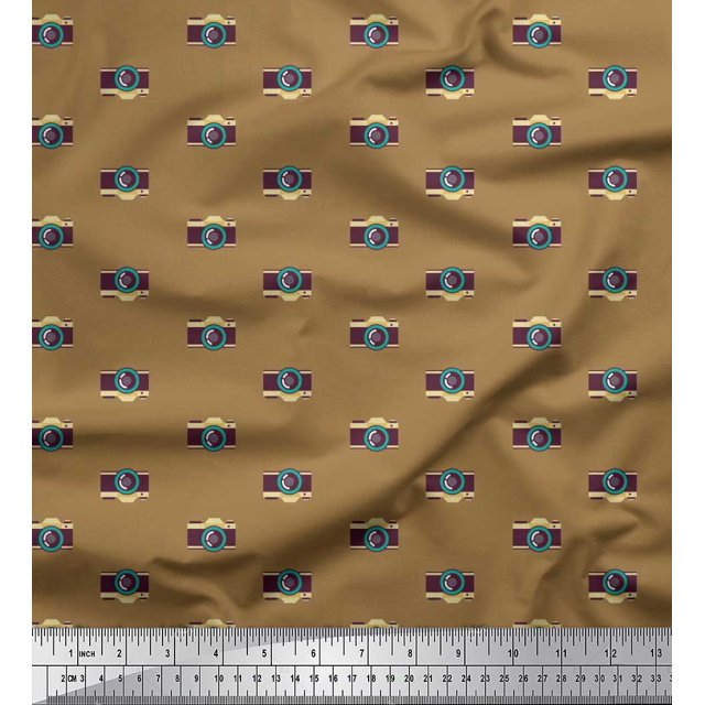Soimoi Polyester Crepe Fabric Camera Shirting Decor Fabric Printed Yard 42 Inch Wide