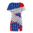 thumbnail image 5 of LNGOOR Robes d'Été de Jour de l'Indépendance pour les Femmes à Manches Courtes Étoiles Rayures Imprimées Casual Col Rond une-Ligne Mini Robe, 5 of 5