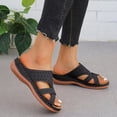 thumbnail image 2 of Wedge Sandals for Women Slide Cross Straps Rhinestone Arch Support Open Toe Soft Sole Comfortable Casual Summer Beach Walking Sandals Black, 2 of 8