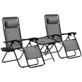 thumbnail image 1 of Outsunny Zero Gravity Chair Set with Folding Table & Cup Holder Trays Grey, 1 of 10