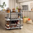 thumbnail image 1 of BENOSS 3-Tier Home Bar Cart with Wine Rack and Glass Cup Storage, Mobile Serving Wine Cart on Wheels, Modern Drink Trolley for Coffee Tea Wine, Beverage Bar Table for Home Kitchen Party, Black, 1 of 6