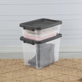 thumbnail image 2 of Sterilite 15 L Bac à loquets, bac de rangement en plastique transparent durable avec couvercle, gris foncé, 2 of 9