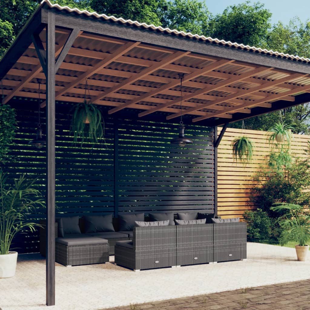 vidaXL Ensemble de Salon de Jardin 10 Pcs avec Coussins Rotin Poly Gris
