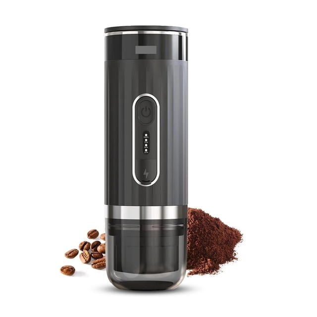 Machine à Espresso Électrique Portable Sans Fil, Mini Cafetière Chauffante avec Bac 3-en-1 pour Poudre de Café/capsule N/capsule DG, VR, Randonnée, Bureau