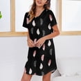 thumbnail image 4 of Ketyyh-chn99 Ensemble de Pyjama pour Femme Chemise de Nuit à Manches Courtes Imprimée Col Rond Mignonne Nuisette Confortable Robe de Nuit Noir,G, 4 of 5