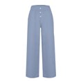 thumbnail image 4 of Timegard Womens Wide Leg Pants Summer Elastic High Waisted Button Lightweight Casual Pants with Pockets, 4 of 4