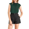 thumbnail image 1 of INSPIRE CHIC Women's Tie Neck Cap Sleeve Button Down Ruffle Summer Shirts, 1 of 6