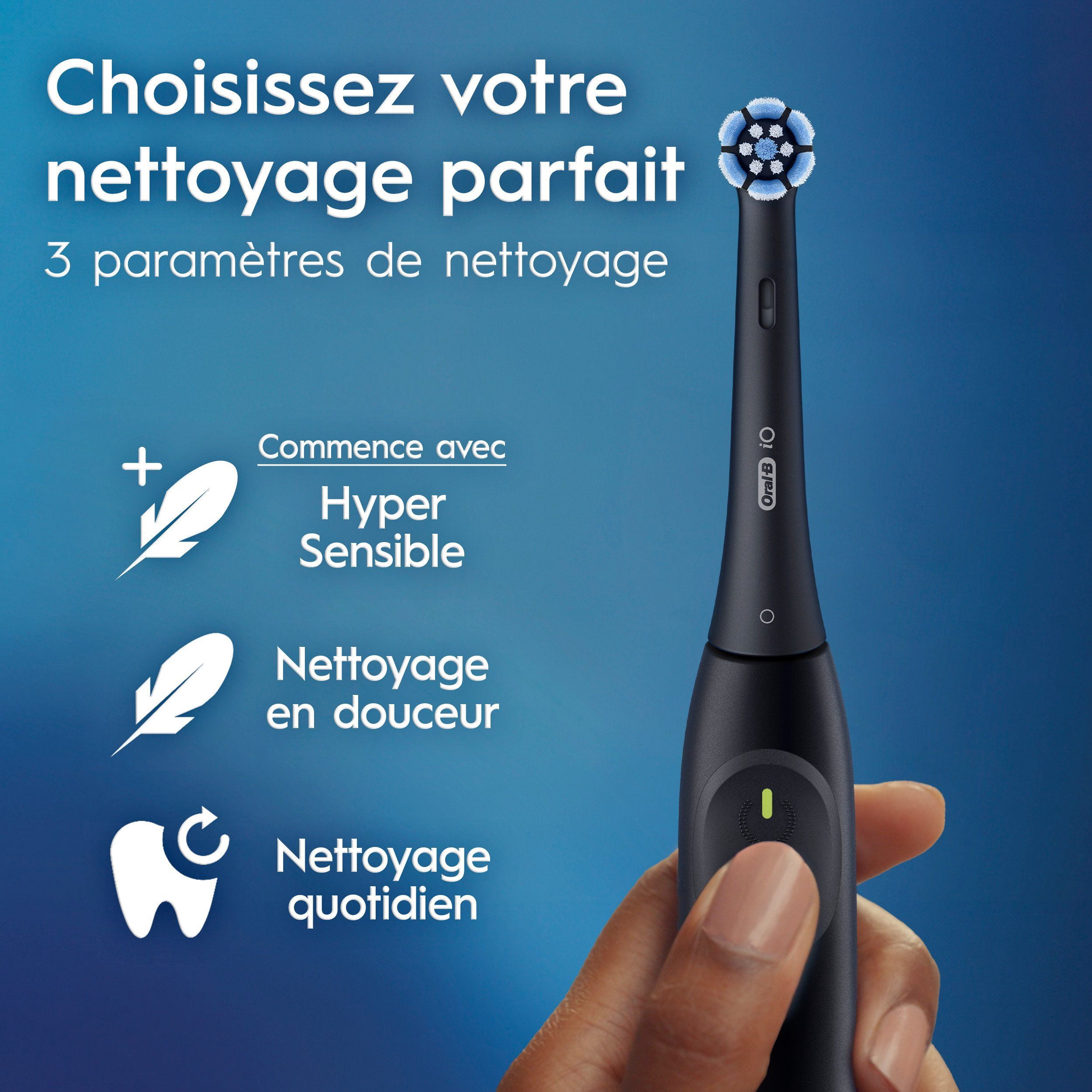 Oral-B iO Series 2 Brosse à Dents Électrique Rechargeable, avec 1 Tête de Brosse Soin Doux - Capteur de Pression Automatique pour Protéger les Gencives - 3 Modes - Minuterie de 2 Min