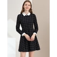 thumbnail image 3 of INSPIRE CHIC Women's Peter Pan Collar Contrast Retro Plaid Dress, 3 of 6