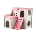 thumbnail image 1 of Wooden Hamster Hideout Double Layer Cute Small Pet House Hamster Climbing Toy, 1 of 10