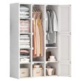 thumbnail image 1 of ANTBOX Garde-Robe Portative Pliable avec Portes Magnétiques, 11 Compartiments et 2 Cintres, Blanc, 1 of 8