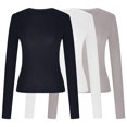thumbnail image 4 of Birdeem T-Shirts à Manches Longues pour Femmes Mode Décontractée Col Rond Couleur Unie T-Shirt à Manches Longues Chandail Tops Manches 3/4 T-Shirts pour Femmes, 4 of 4