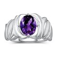 thumbnail image 1 of RYLOS Bagues pour Femmes Bague en Argent Sterling Solitaire Pierre Précieuse Ovale 9x7 mm avec Anneau Fini Satiné Améthyste de Février Bijoux Taille 7, 1 of 7