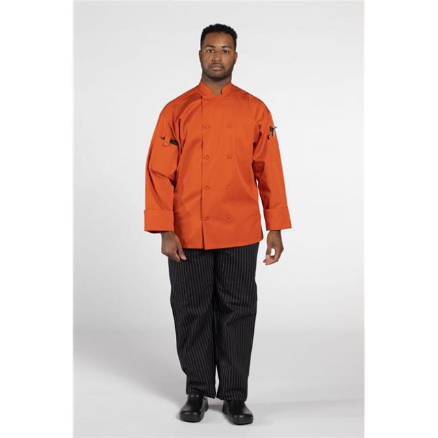 Uncommon Threads 0706-8004 Unisex Pulse Chef Coat, Orange - Large