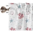 thumbnail image 2 of Summer Beach Ocean Starfish Shell Coral Cartoon 3 PCS Kitchen Curtain Valance and Tiers Set, Rod Pocket Small Half Tier Valances Window Curtains Panel, 55"x24" (Set of 2 Tiers & Valance), 2 of 5