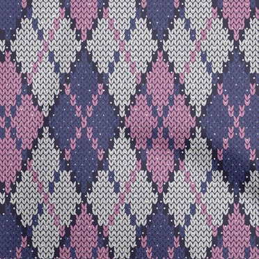 oneOone Georgette Viscose Pink Fabric Argyle Craft Projects Decor Fabric Printed By The Yard 42 Inch Wide