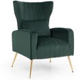 thumbnail image 1 of Costway Velvet Upholstered Wingback Chair with Lumbar Pillow & Golden Metal Legs Turquoise, 1 of 8