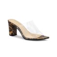 thumbnail image 1 of BLISSFUL STEP Mules à Talon Bloc Haut à Bout Pointu Transparent pour Femmes Sandales à Enfiler Léopard 8, 1 of 8