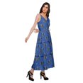 thumbnail image 3 of Moomaya Robe Longue Maxi pour Femmes en Coton Imprimé à Bretelles Spaghetti et Col en V, 3 of 6
